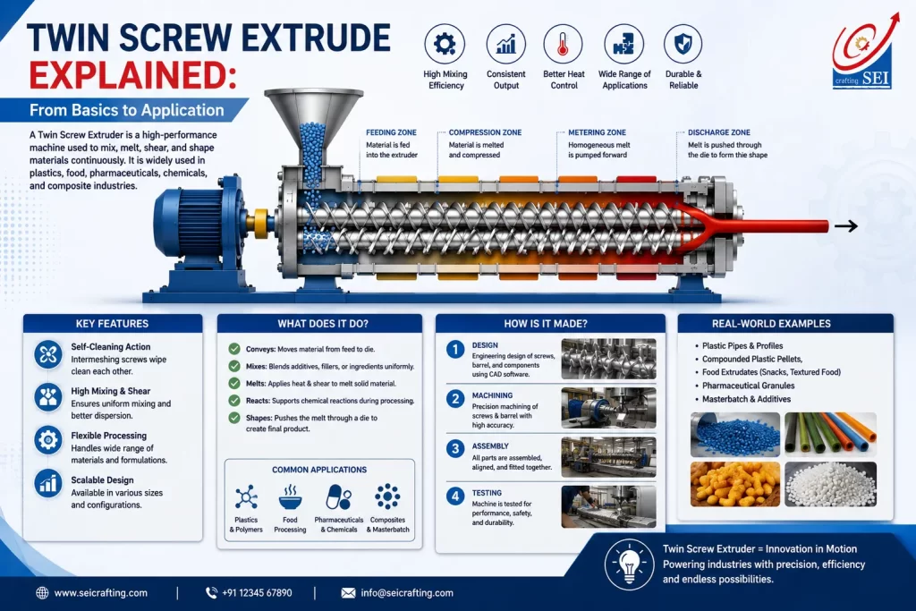 Components of a Double Screw Extruder Machine