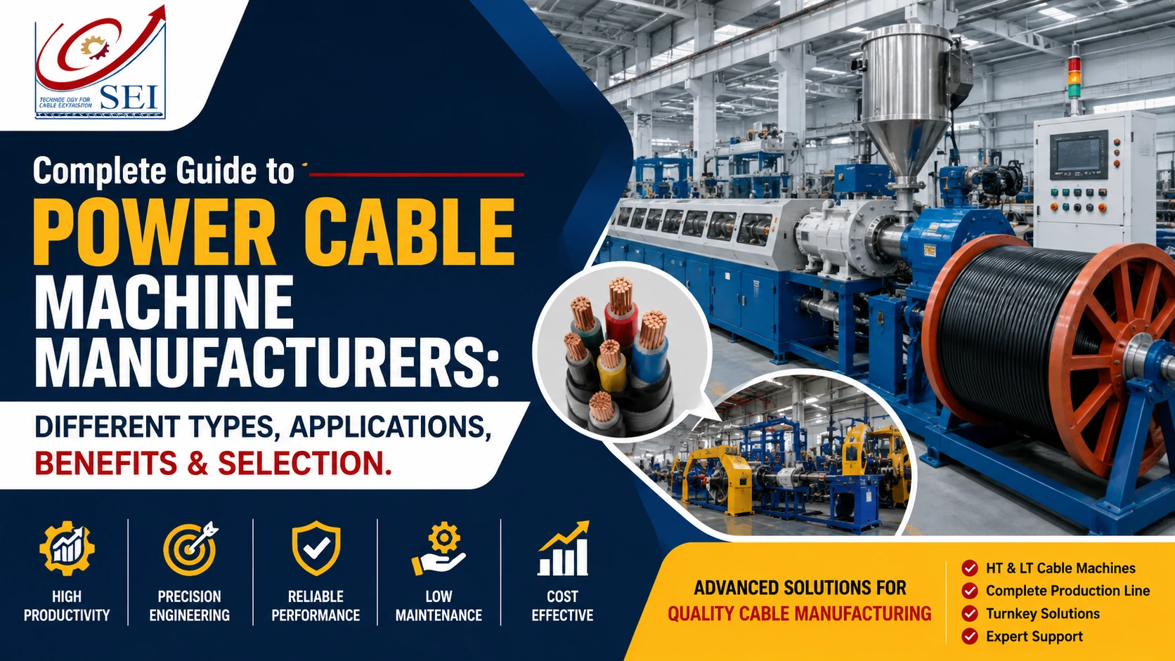 Read more about the article Complete Guide to Power Cable Machine Manufacturers: Different Types, Applications, Benefits & Selection
